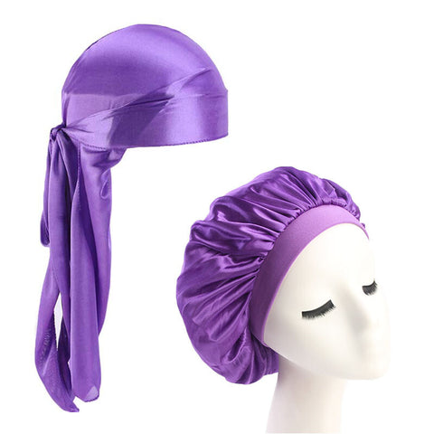 PURPLE DOO RAG AND BONNET SET