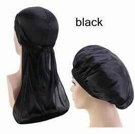 BLACK DOO RAG AND BONNET SET - Polished Beauty Collection display picture 3