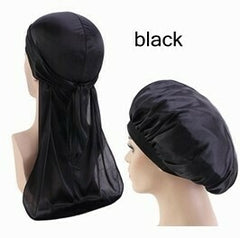 BLACK DOO RAG AND BONNET SET